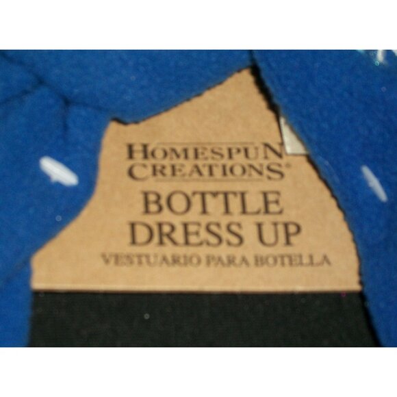 Homespun Creations Blue Noel Scarf Hat Wine Beer Bottle Dress Up Gift Hostess - Picture 4 of 4